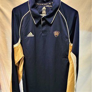 NEW MEN Top Polo Indiana College L 119208 Adidas Long Sleeve Official Blue Tan